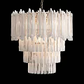Elegant Modern Layered Glass Chandelier With Transparent Hanging Elements For Interior Decor