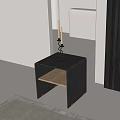 Modern Minimalist Dark Wood Side Table With Lower Shelf And Candlestick Decoration