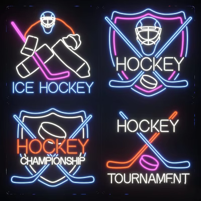 Modern decorative lights sports helmet goalkeeper hockey clubs 3d model