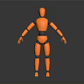 Orange Humanoid Robot Figure With Black Joints In Standing 3D Model Pose 3d model