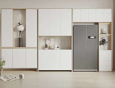 Log Cream Style Entrance Cabinet Shoe Cabinet Decorative Cabinet Balcony Cabinet Refrigerator Cabinet 3d model