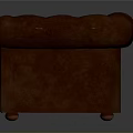 Classic Brown Leather Armchair With Tufted Buttons And Stitched Edges