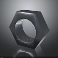 Hexagonal Metal Nut With Threaded Hole And Shiny Industrial Surface Design