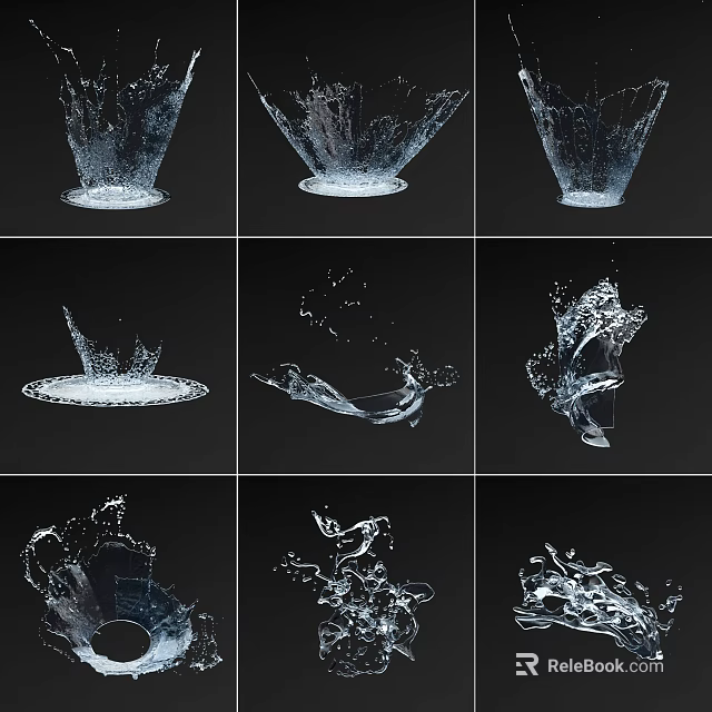 Modern Water Feature Wall Design With Dynamic Splash And Glass Elements 3d model 