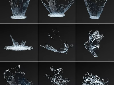 Modern Water Feature Wall Design With Dynamic Splash And Glass Elements 3d model