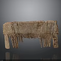 Traditional Hand Carved Wooden Sculpture With Intricate Patterns And Fringed Details