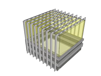 Modern Building Component With Grid Metal Frames And Transparent Glass Panels 3d model