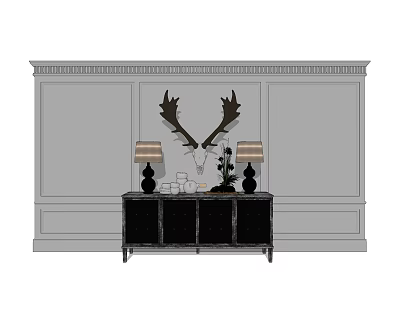 Nordic Decorative Side Cabinet Deer Head Wall Decorative Combination 3d model