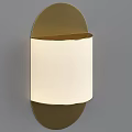 Modern Wall Lamp with Gold Frame and White Fabric Shade Mounted on Gray Wall