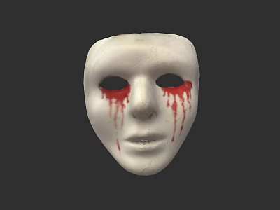 White Human Face Mask With Red Dripping Streaks On Dark Background 3d model