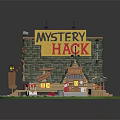 Wooden Mystery Hack Cabin Featuring Shingle Roof Red Door Wooden Steps And Decorative Lanterns