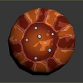 Vibrant Red And Orange Mushroom Vegetable With Twisted Wooden Texture Stem Design