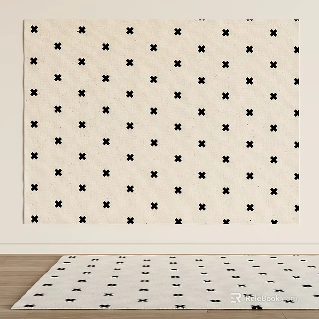 Square Area Rug With Black Cross Pattern For Home Decor 3d model