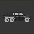 Six-Wheel Military Truck With Black And Brown Textured Body White Roof And Reflective Surface