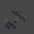 Heavy Duty Multi Level Industrial Platform Structures with Railings Stairs Support Frames and Grated Treads