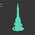 Scenic Monumental Column With Top Statue And Elephant Base In Landscape View