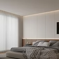 Modern Bedroom Interior With Platform Bed And Abstract Wall Art 3d model