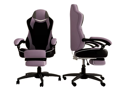 Ergonomic Purple And Black Gaming Chair With Adjustable High Back Design 3d model