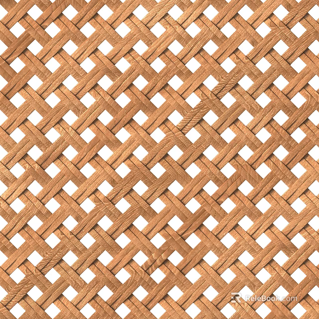Wooden Woven Lattice Component Featuring Crisscross Grid Pattern For Decorative Use 3d model 