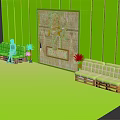 Green Themed Room Interior With Elephant Display Board Person Sitting On Sofa And Plants