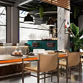 Harley Davidson Bar Interior With Motorcycle On Circular Platform Pool Table And Merchandise Shelves