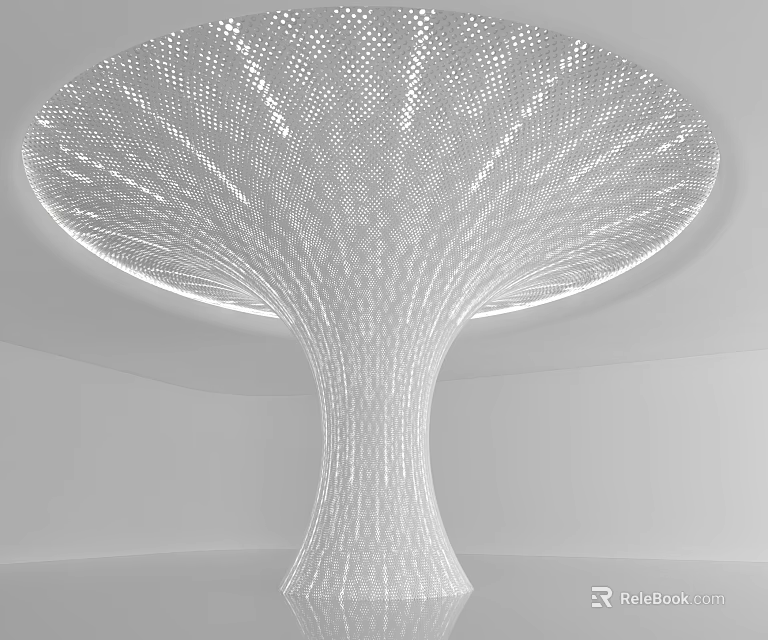 Modern Perforated Column With Round Canopy And LED Lighting In Minimalist Space 3d model 