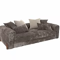 Dark Gray Textured Fabric Sectional Sofa With Multiple Gray And Beige Pillows And Wooden Legs