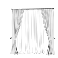 Gray and White Double Layer Curtains with Sheer Inner and Solid Outer Panels and Tiebacks 3d model