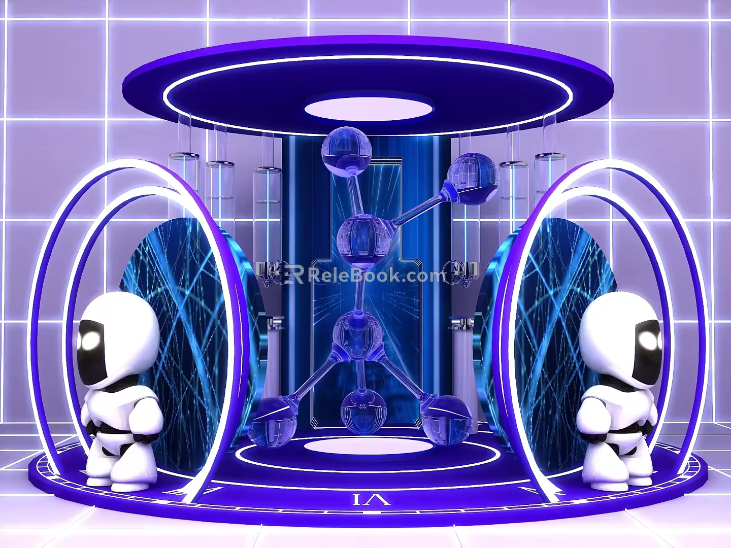 The Future of Science and Technology Artificial Intelligence Robot Booth Exhibition Hall Exhibition Hall Meichen Photo Card Area Circular Booth 3d model