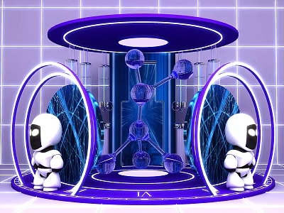The Future of Science and Technology Artificial Intelligence Robot Booth Exhibition Hall Exhibition Hall Meichen Photo Card Area Circular Booth 3d model