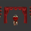 Red Curtain Furniture With Hanging Red Lanterns And Traditional Decorative Design