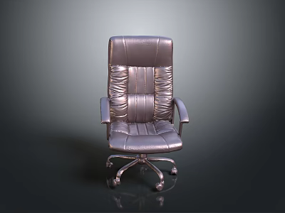 Silver Leather Office Chair With Modern Design Armrests And Swivel Wheels 3d model