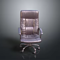 Silver Leather Office Chair With Modern Design Armrests And Swivel Wheels