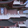Traditional Chinese Multi Tiered Tower With Ornate Eaves Red Roofs And White Railings