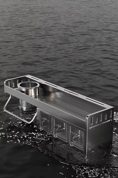 Modern Stainless Steel Kitchen Shelf With Practical Storage And Multiple Layers 3d model