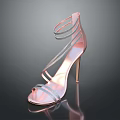 Rose Gold Women's High Heels With Thin Straps And Sparkling Stiletto Design