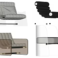 Modern Comfortable Lounge Chair With Striped Backrest And Metal Base In Neutral Tones