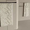 Minotti Modern Window Curtains With Striped Pattern And Black Rod Design 3d model