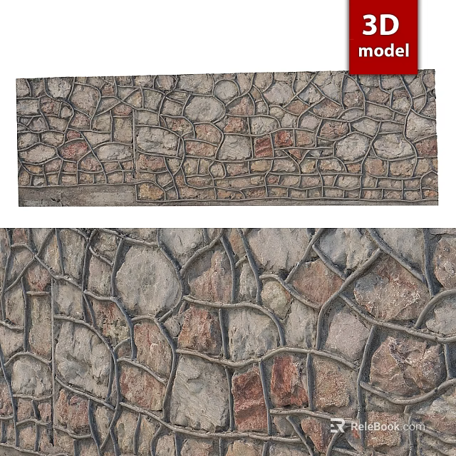 Natural Stone Wall Components With Irregular Shaped Blocks And Various Colored Textures 3d model
