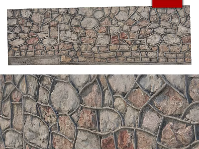 Natural Stone Wall Components With Irregular Shaped Blocks And Various Colored Textures 3d model