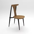 Modern Minimalist Accent Chair With Wooden Backrest Seat And Black Metal Legs