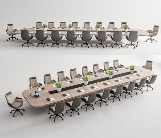 Modern Conference Table and Chair 3d model