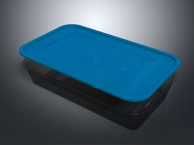 Blue Rectangular Plastic Tray With Smooth Surface On Black Background 3d model