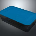 Blue Rectangular Plastic Tray With Smooth Surface On Black Background