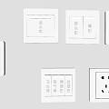 White Switch Panels with Multiple Function Controls and Socket for Home Use 3d model