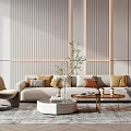 Modern Sofa Coffee Table Combination Fashion Multiplayer Sofa 3d model