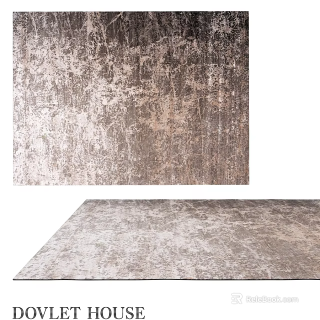 Square Carpet With Vintage Distressed Texture In Neutral Gray Tones For Living Room 3d model 