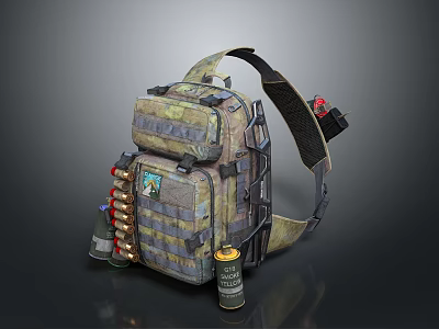 Tactical Military Style Backpack With Multiple Pockets Straps And Gear Accessories 3d model