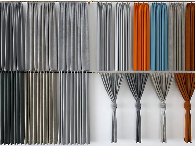 Velvet Curtains In Various Colors For Home Interior Decor With Elegant Drape Design 3d model