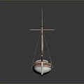 Wooden Model Ship With White Hull Brown Deck Wooden Mast And White Sail Design